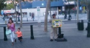 Preaching with the small sketch board near Starbucks in San Jose